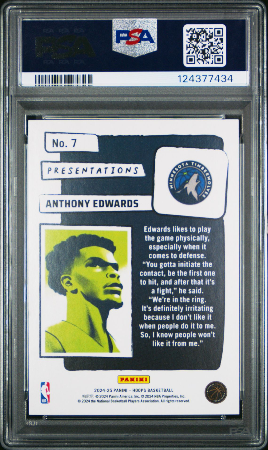 2024 Panini Nba Hoops Presentations Anthony Edwards #7 Nm 7 back