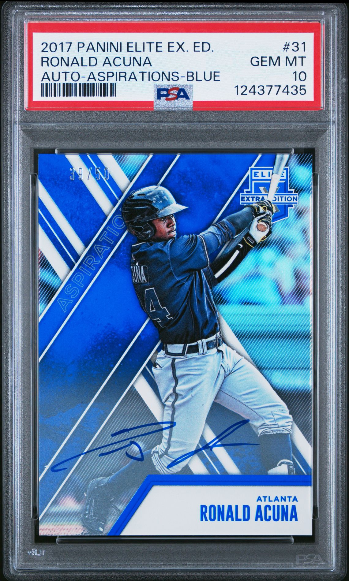 2017 Panini Elite Extra Edition Ronald Acuna #31 (Auto-Aspirations-Blue) Gem Mt 10 front