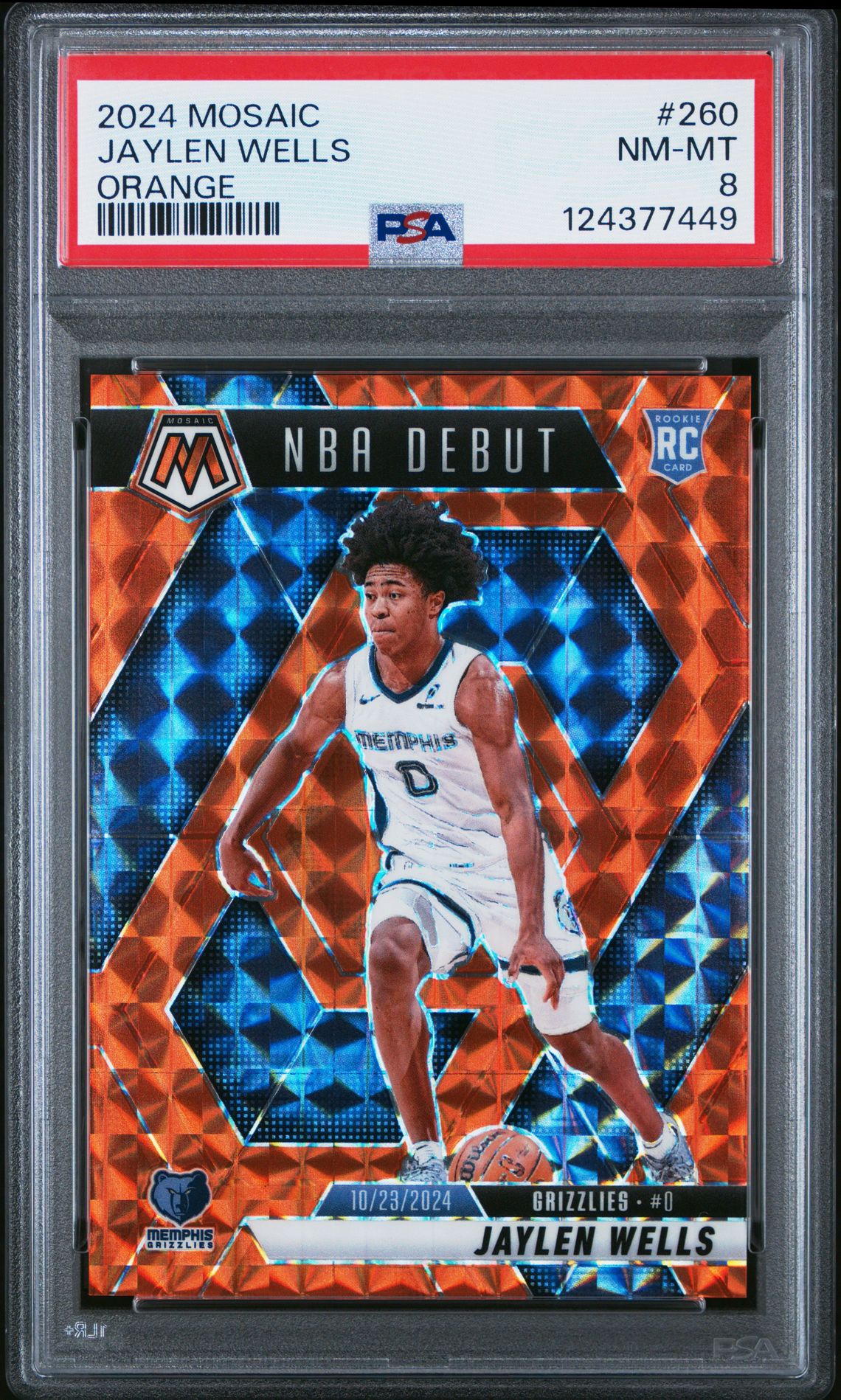 2024 Panini Mosaic Jaylen Wells #260 (Orange) Nm-Mt 8 front