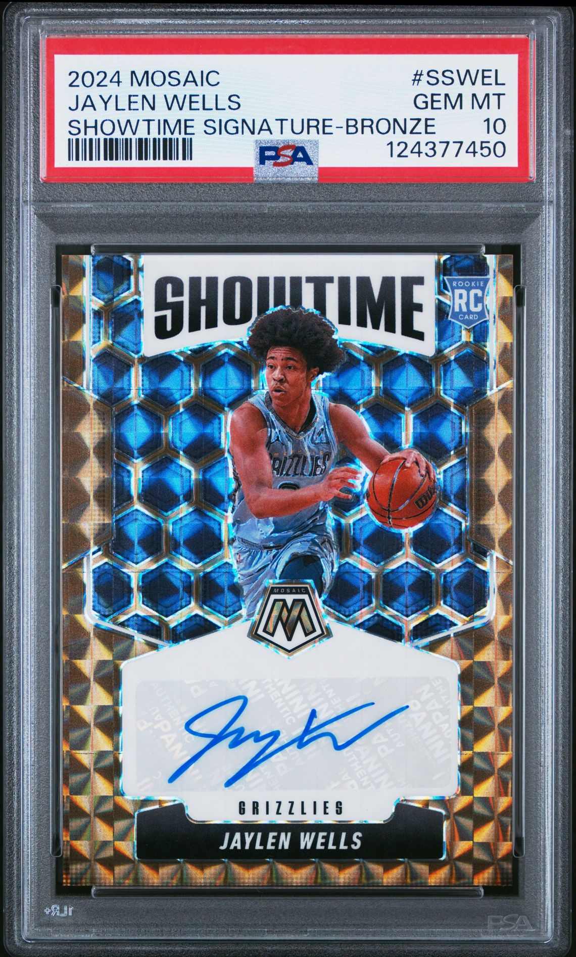 2024 Panini Mosaic Showtime Signatures Jaylen Wells #Sswel (Showtime Signature-Bronze) Gem Mt 10 front