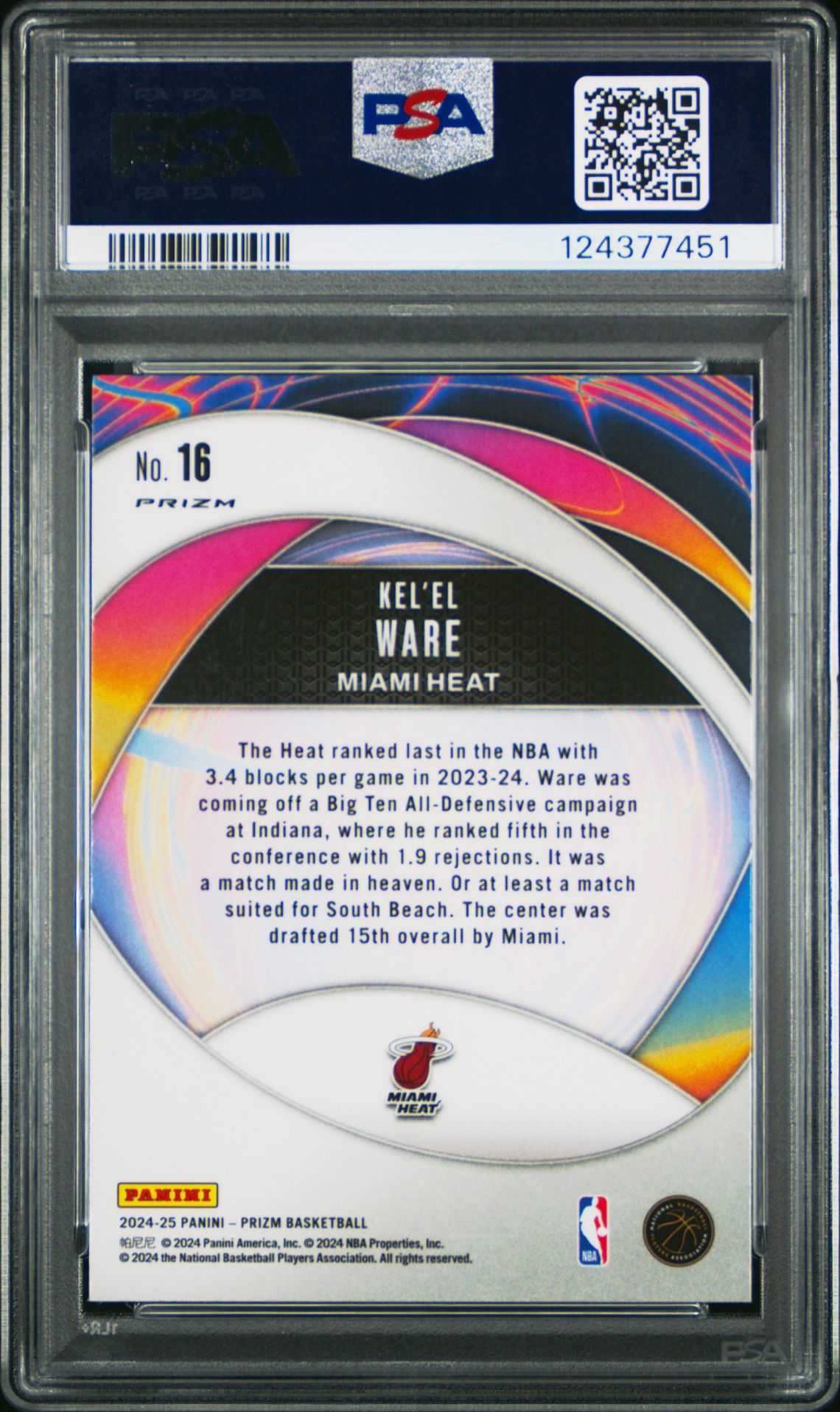 2024 Panini Prizm Instant Impact Kel'el Ware #16 (Instant Impact-Green Prizm) Mint 9 back
