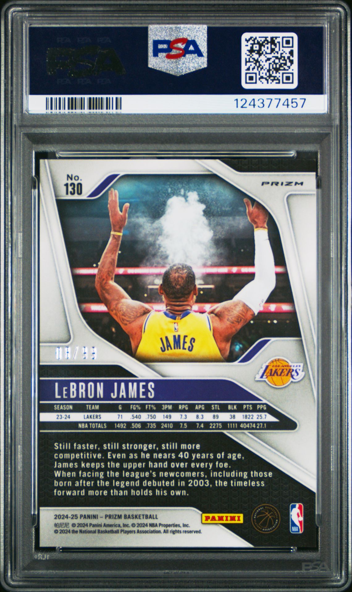 2024 Panini Prizm Lebron James #130 (Blue Pulsar) Gem Mt 10 back