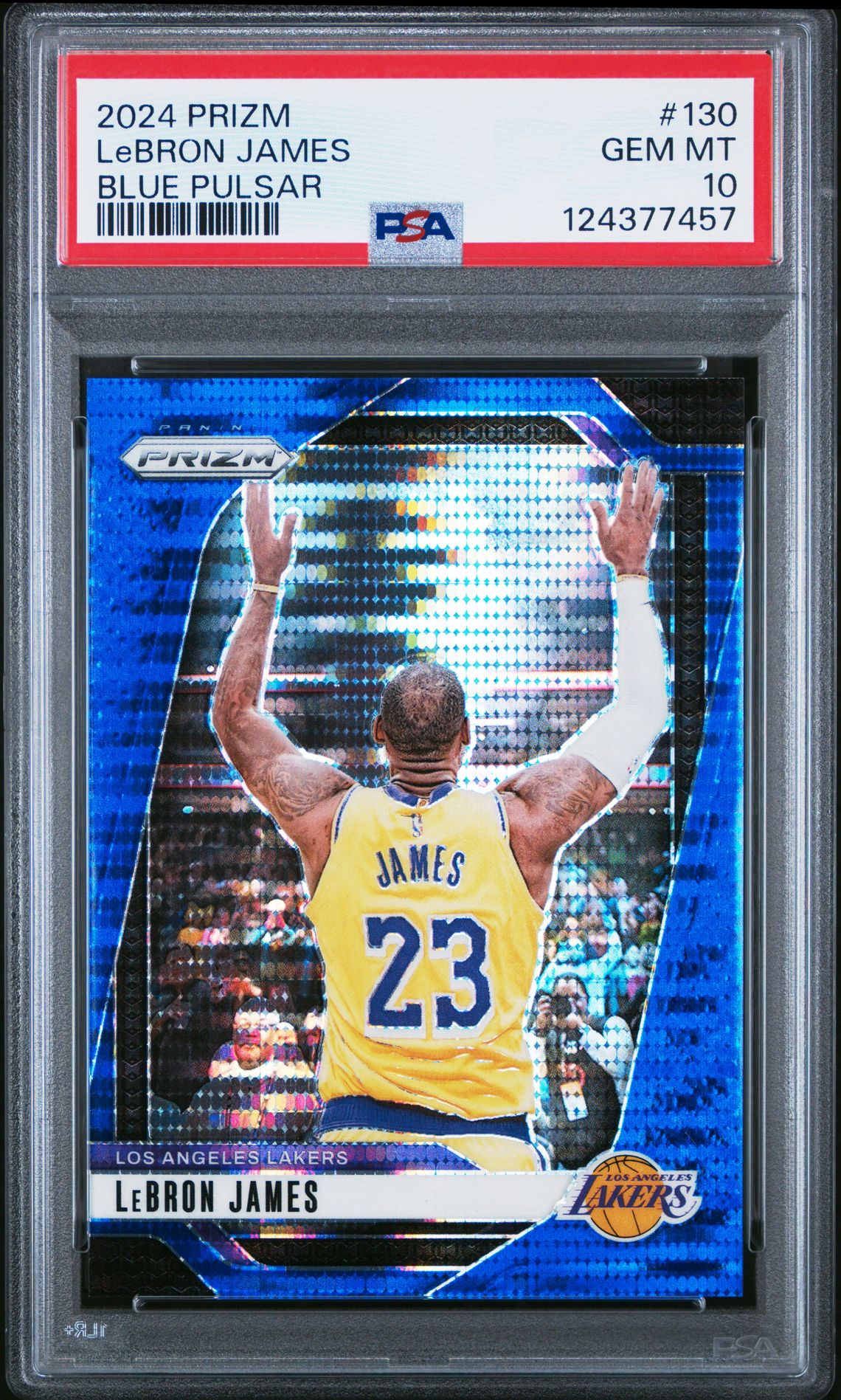 2024 Panini Prizm Lebron James #130 (Blue Pulsar) Gem Mt 10 front