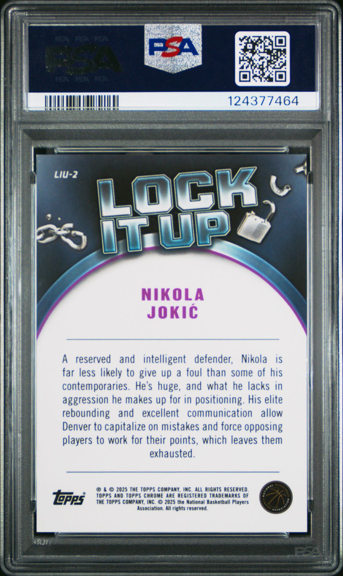 2024 Topps Chrome Lock It Up Nikola Jokic #Liu2 (Lock It Up-Orange Refractor) Gem Mt 10 back
