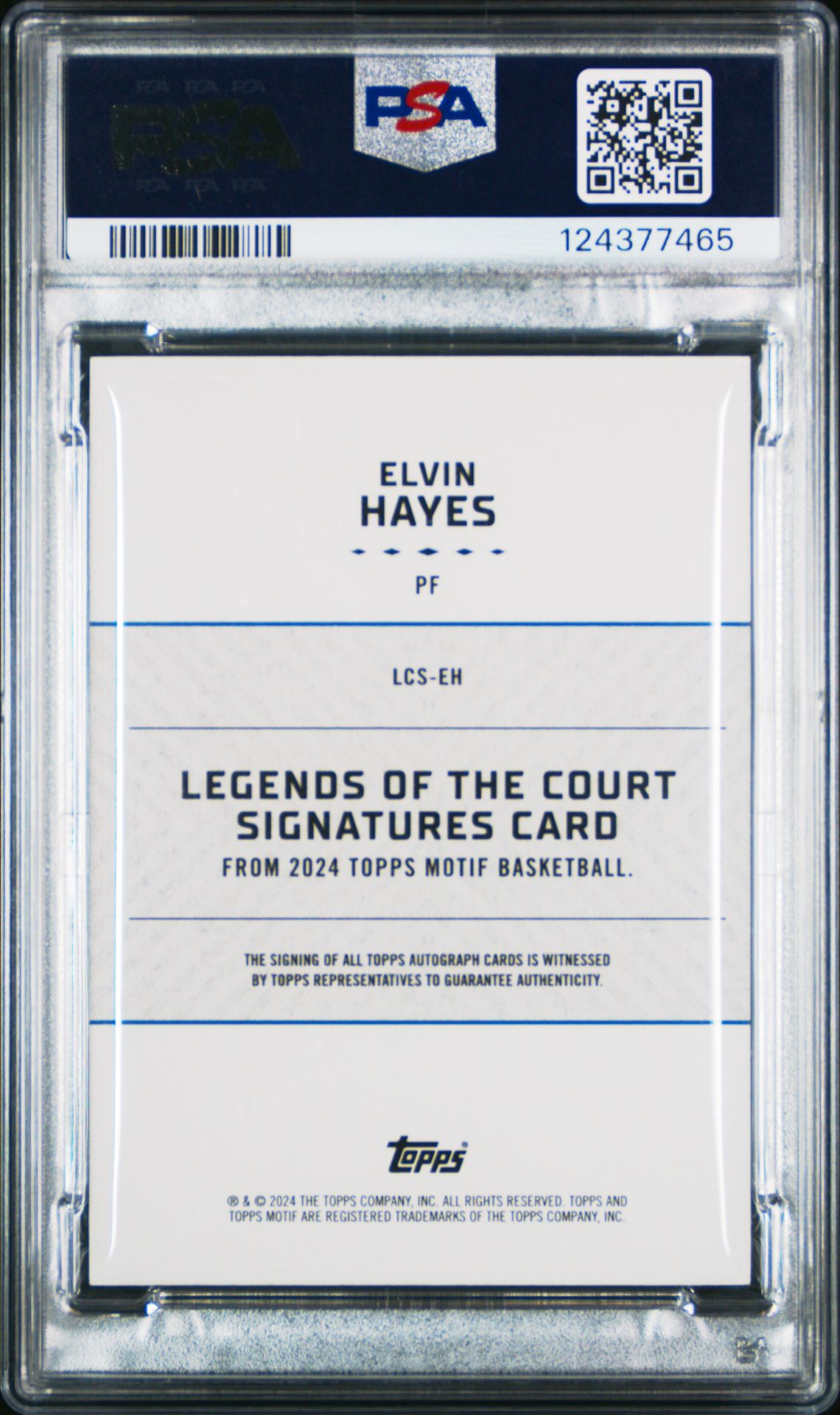 2023 Topps Motif Legends Of The Court Signatures Elvin Hayes #Lcseh (Lgnd/Crt Sig-Cadmium Org) Mint 9 back