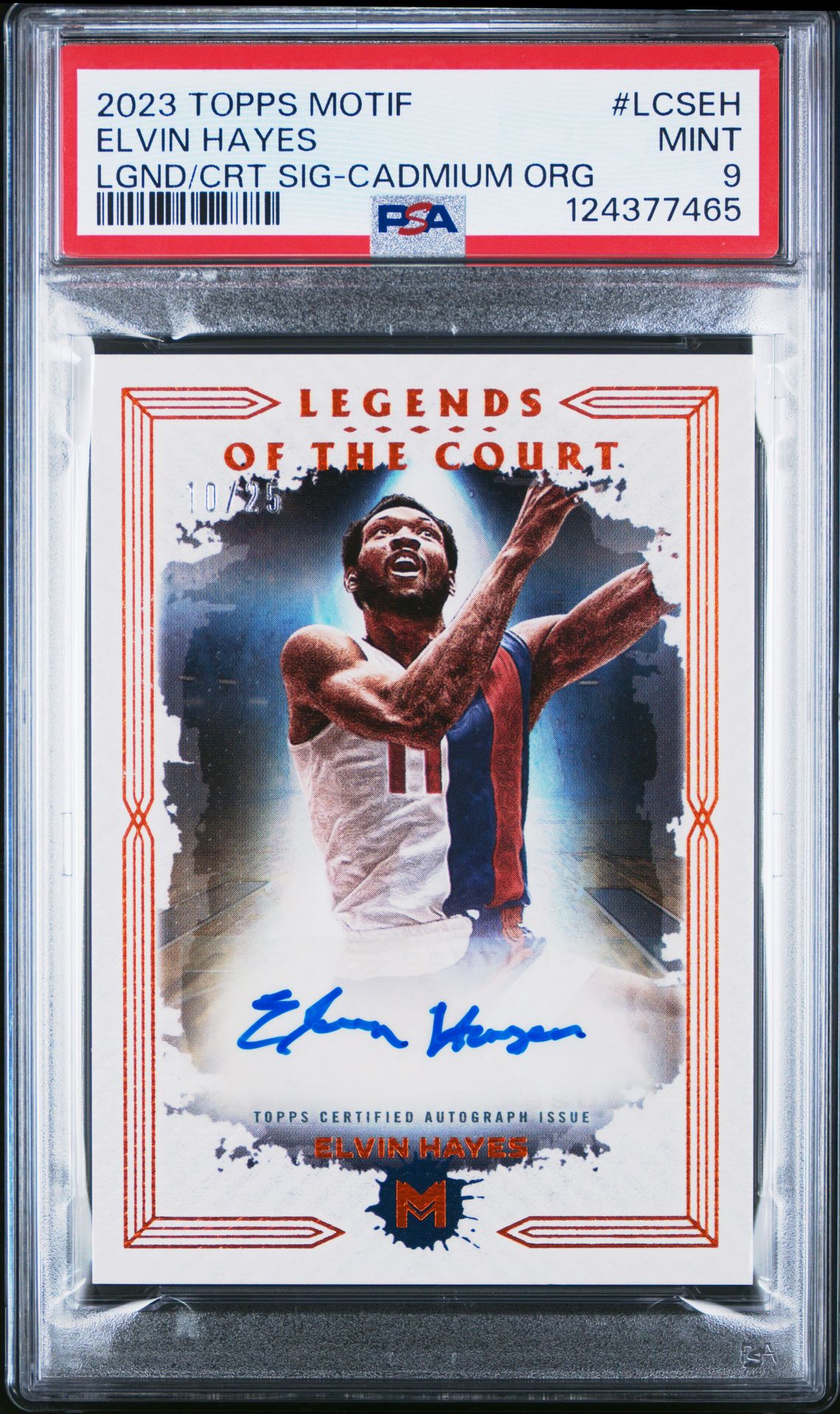 2023 Topps Motif Legends Of The Court Signatures Elvin Hayes #Lcseh (Lgnd/Crt Sig-Cadmium Org) Mint 9 front