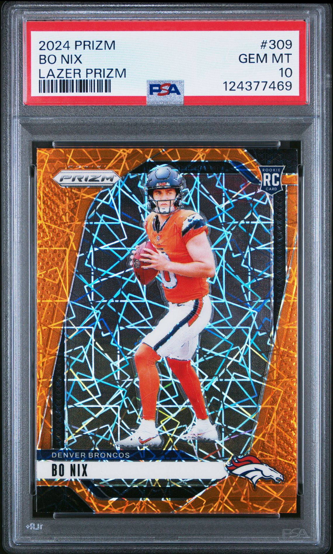 2024 Panini Prizm Bo Nix #309 (Lazer Prizm) Gem Mt 10 front