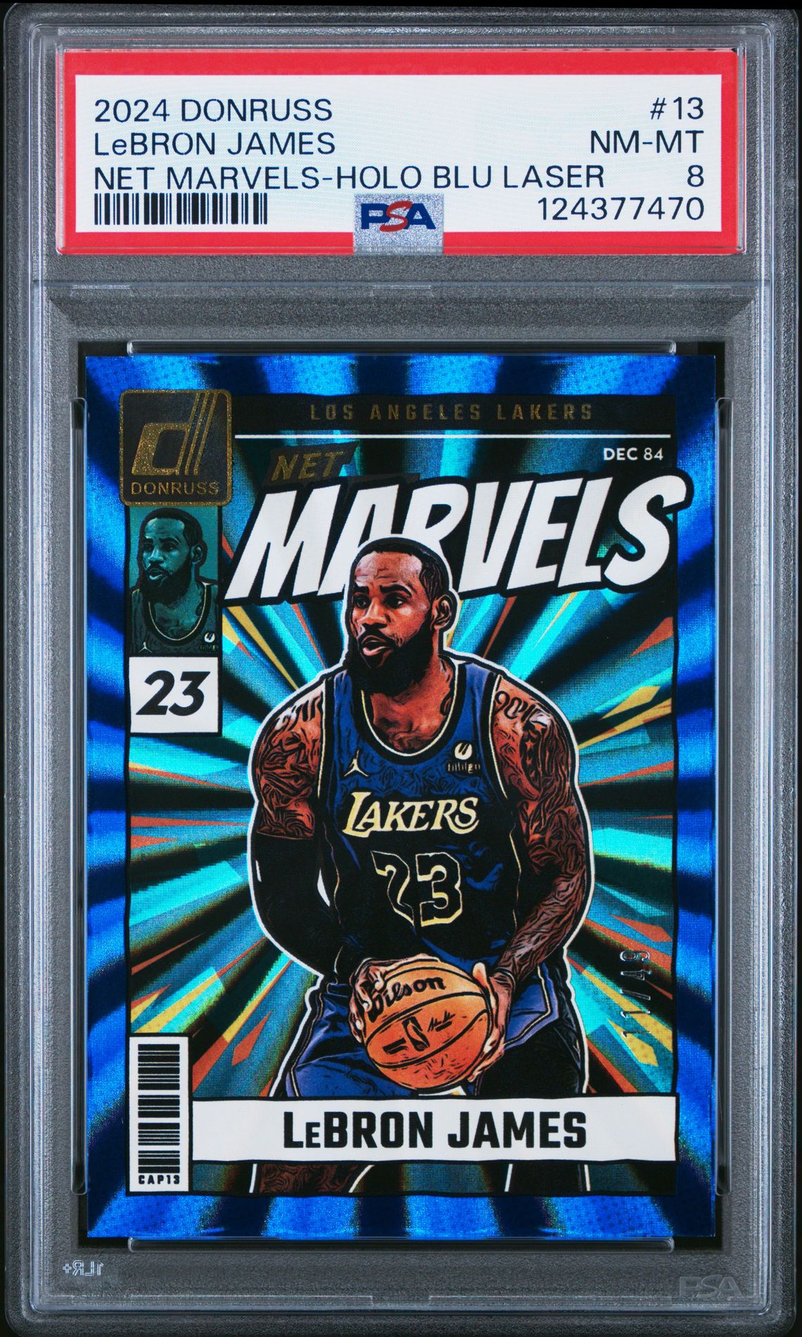 2024 Panini Donruss Net Marvels Lebron James #13 (Net Marvels-Holo Blu Laser) Nm-Mt 8 front