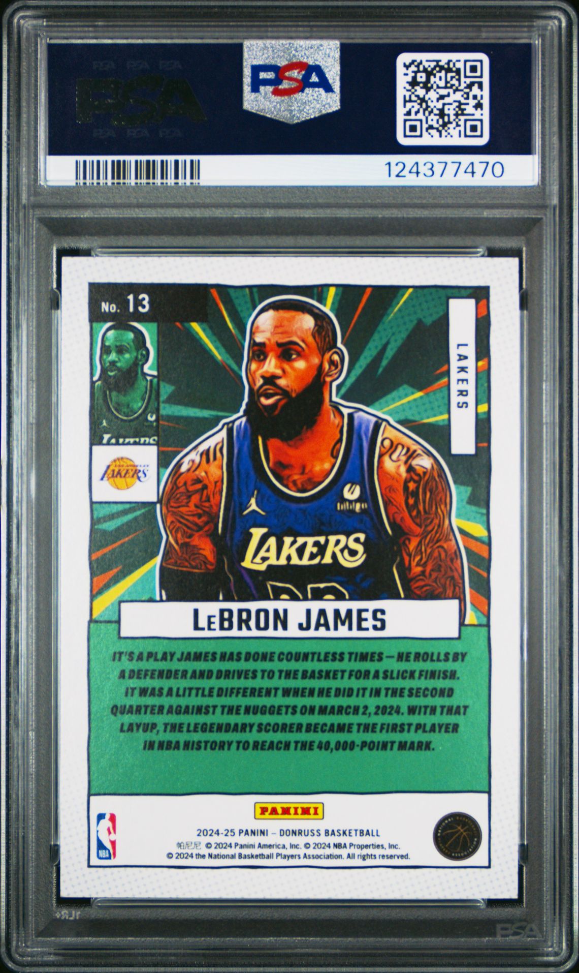 2024 Panini Donruss Net Marvels Lebron James #13 (Net Marvels-Holo Blu Laser) Nm-Mt 8 back