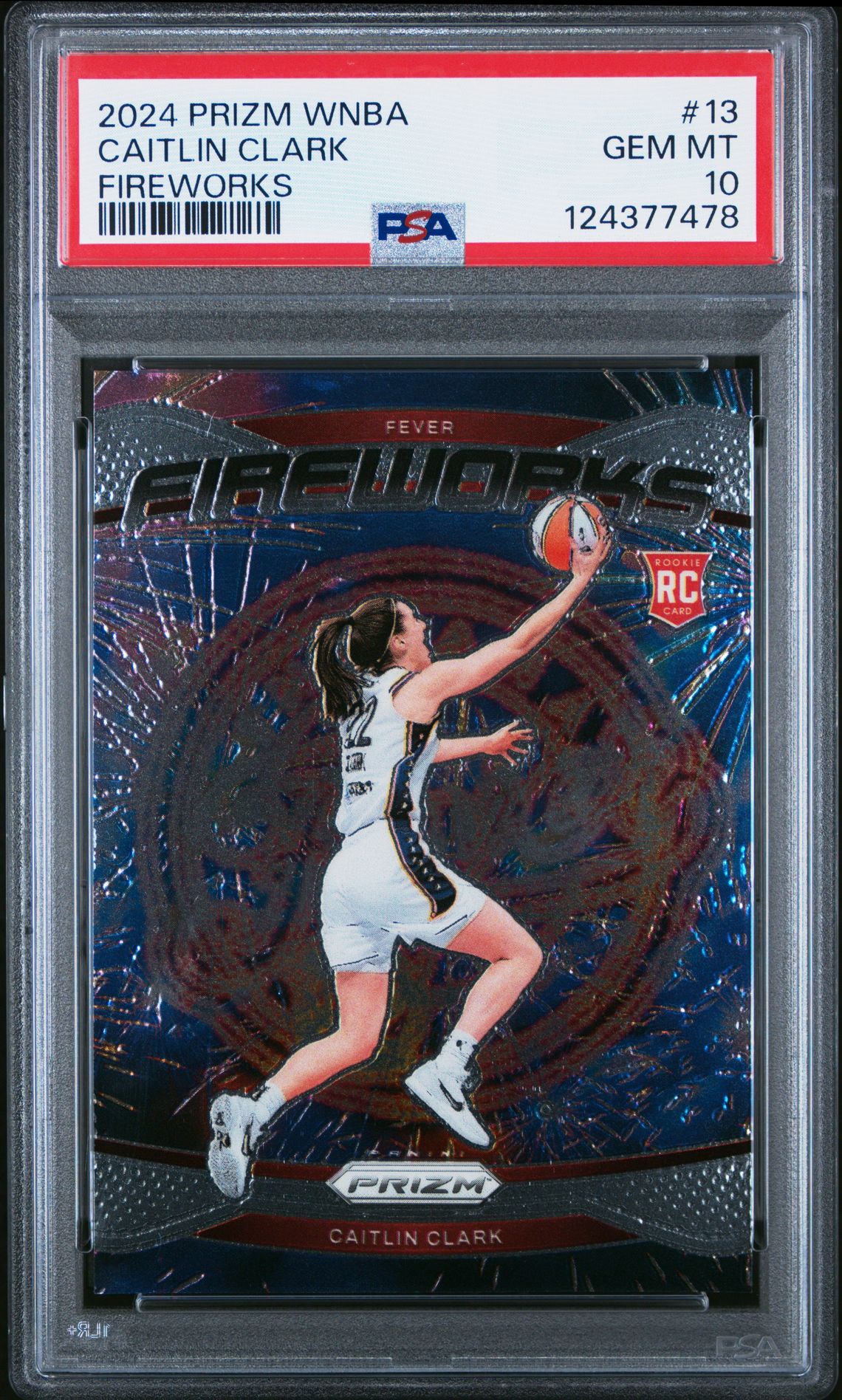 2024 Panini Prizm Wnba Fireworks Caitlin Clark #13 (Fireworks) Gem Mt 10 front