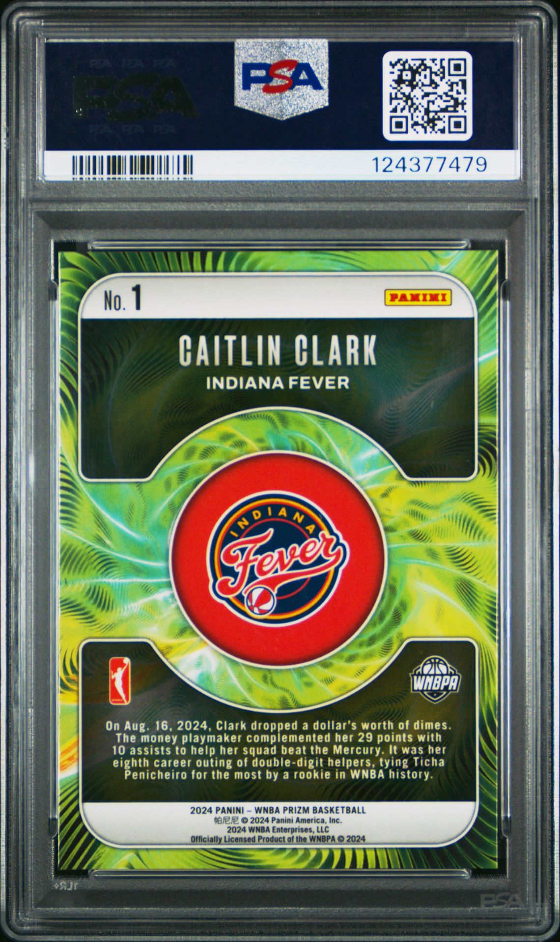 2024 Panini Prizm Wnba Fractal Caitlin Clark #1 Gem Mt 10 back