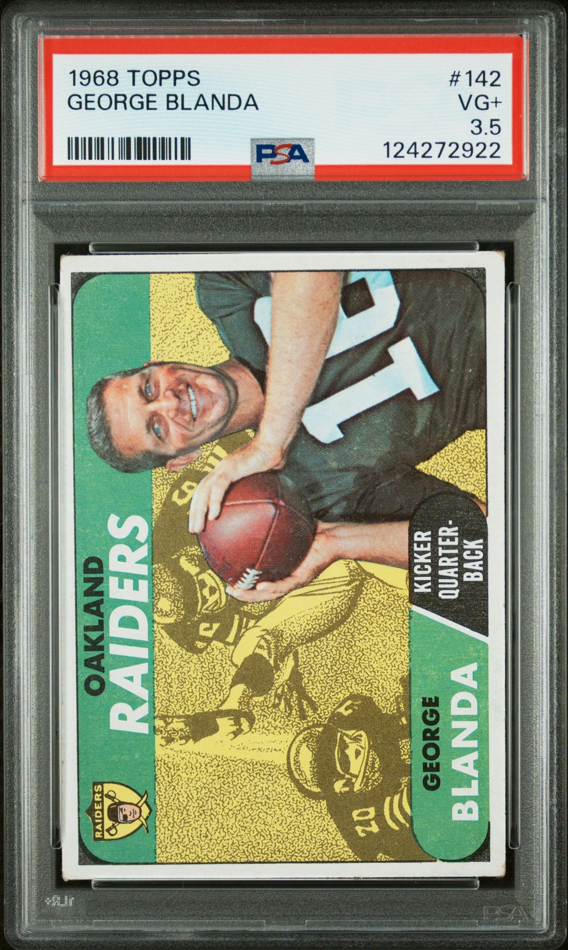1968 Topps George Blanda #142 Vg+ 3.5 front