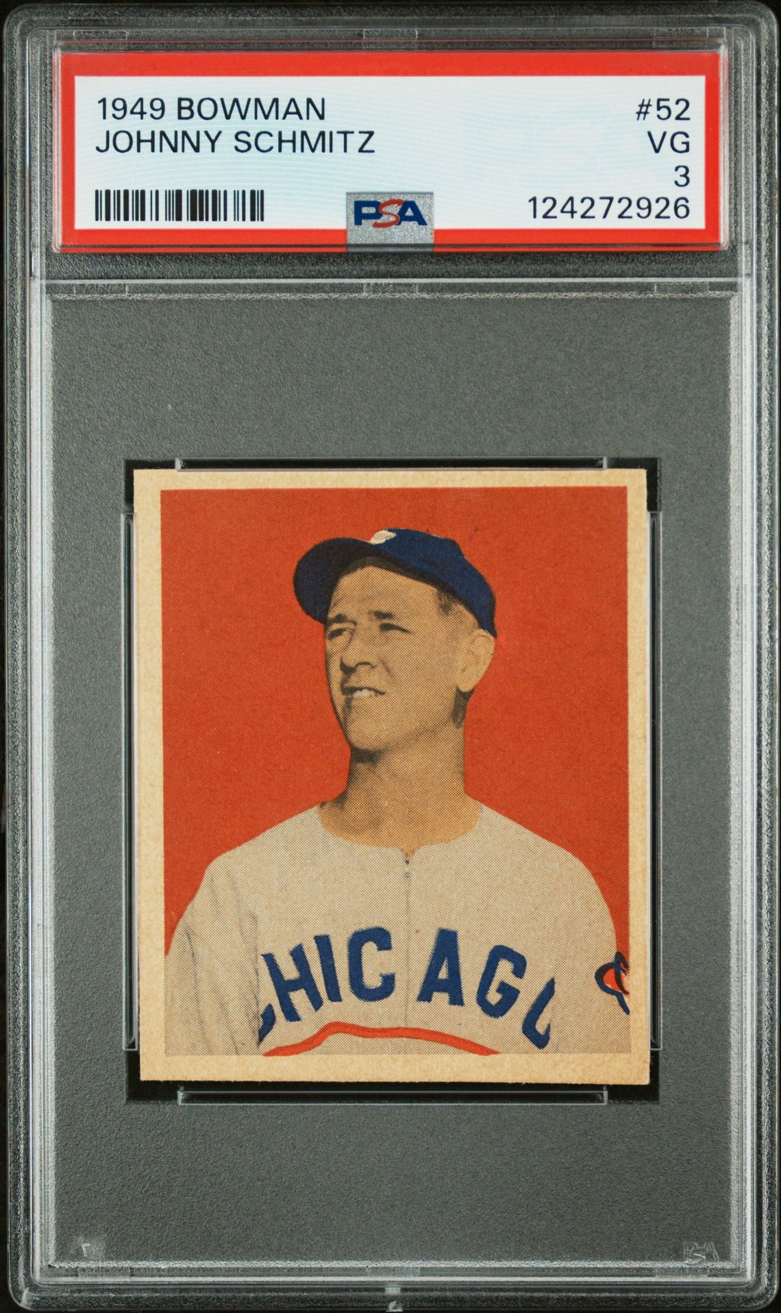 1949 Bowman Johnny Schmitz #52 Vg 3 front