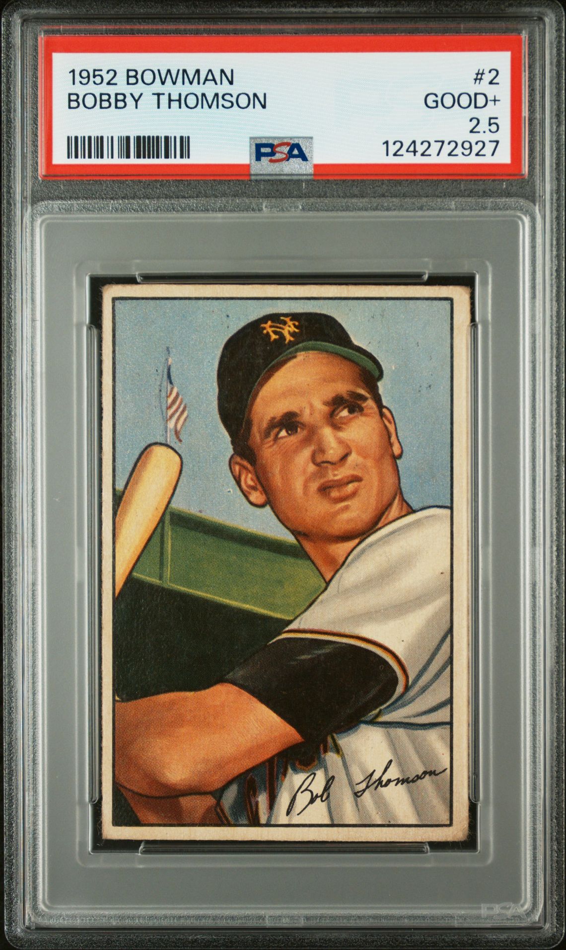 1952 Bowman Bobby Thomson #2 Good+ 2.5 front