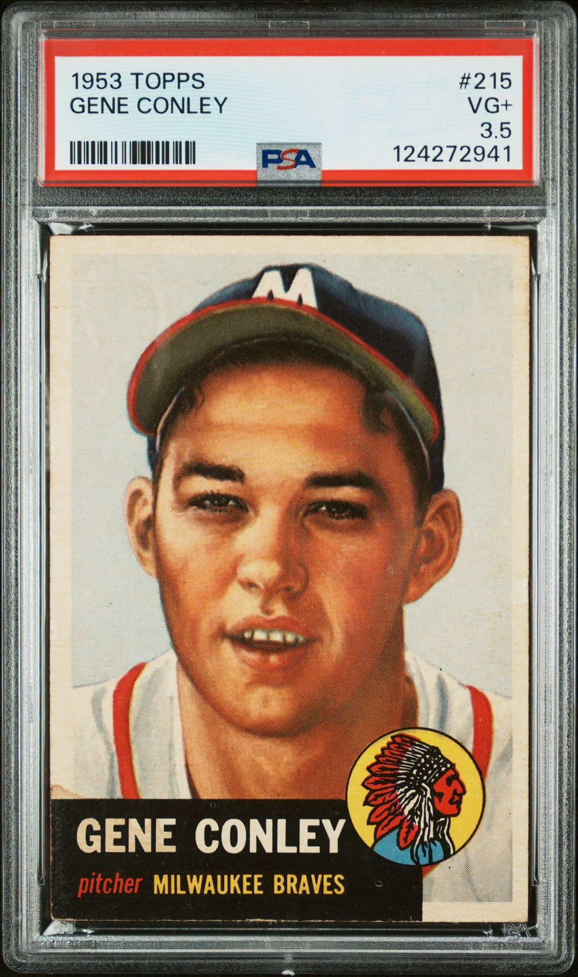 1953 Topps Gene Conley #215 Vg+ 3.5 front