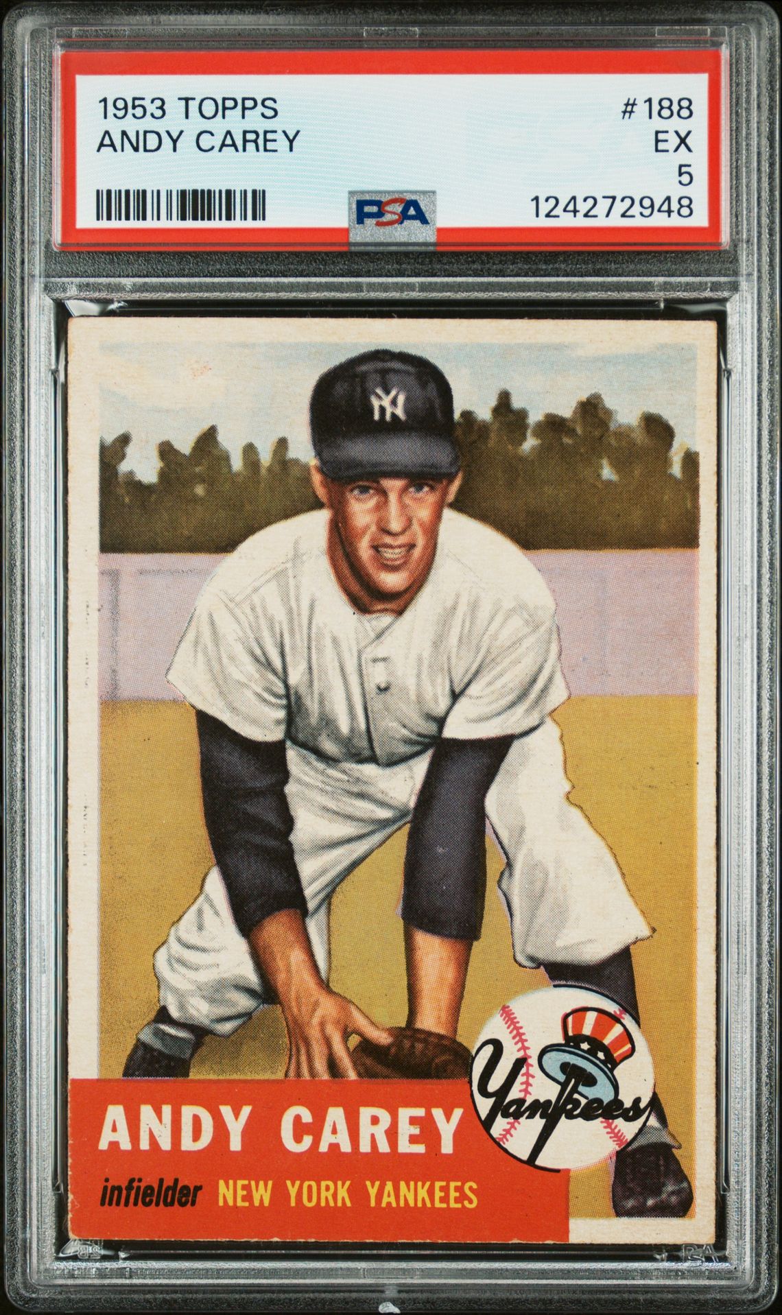 1953 Topps Andy Carey #188 Ex 5 front