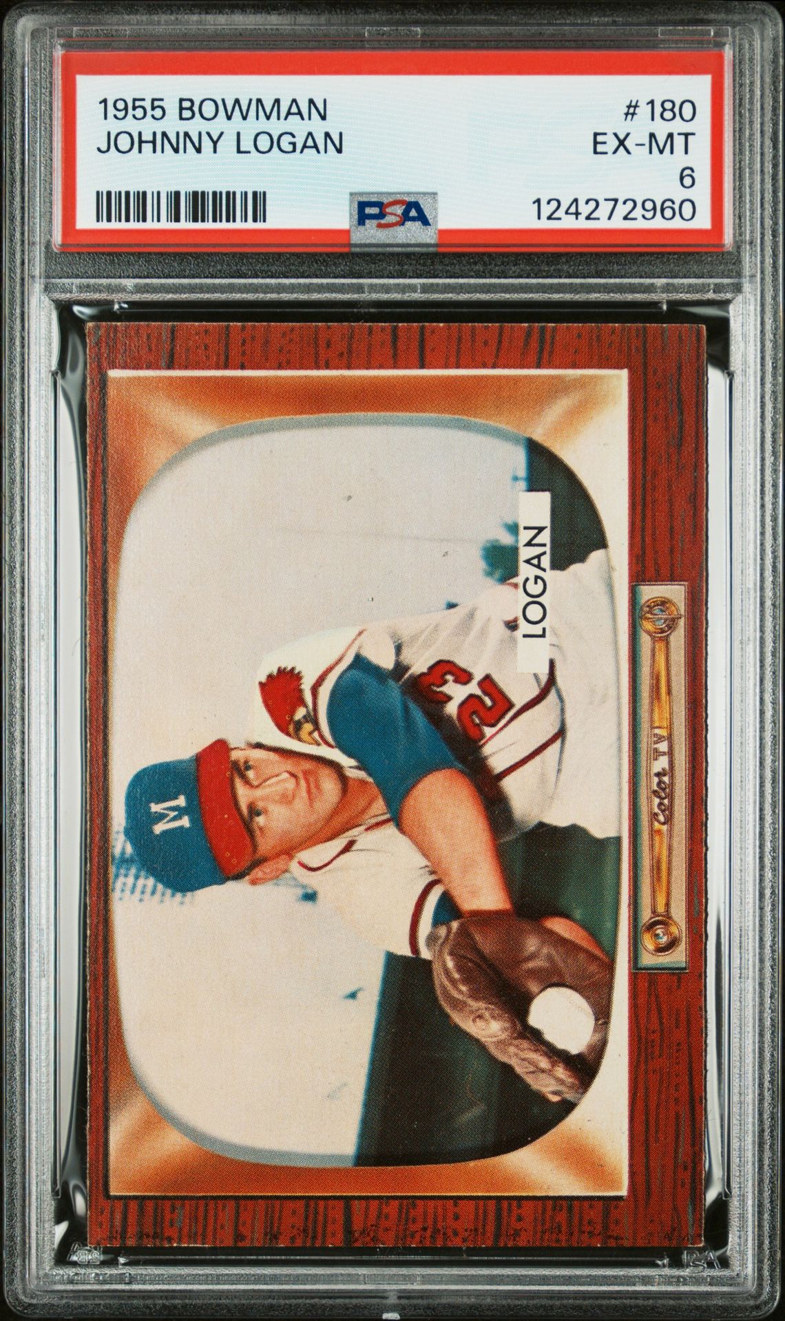 1955 Bowman Johnny Logan #180 Ex-Mt 6 front