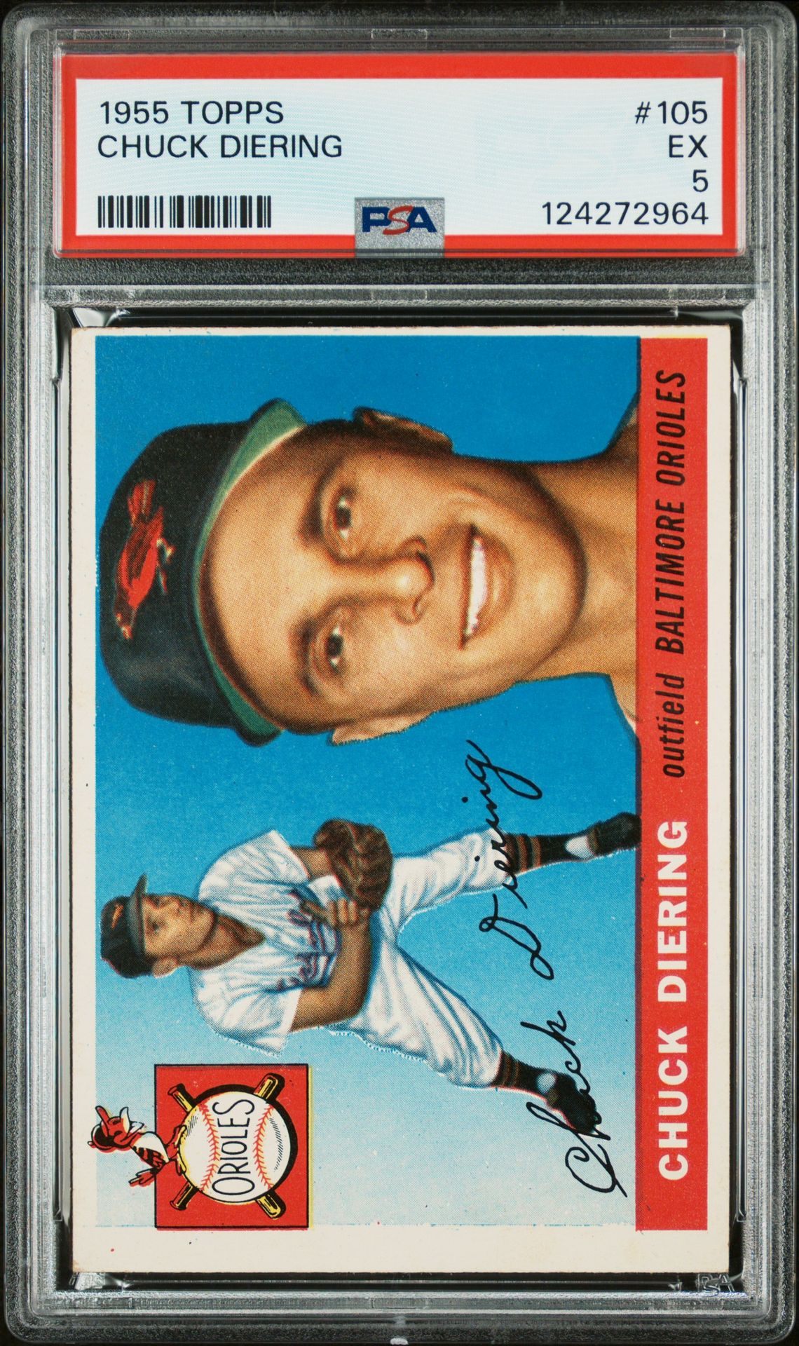 1955 Topps Chuck Diering #105 Ex 5 front