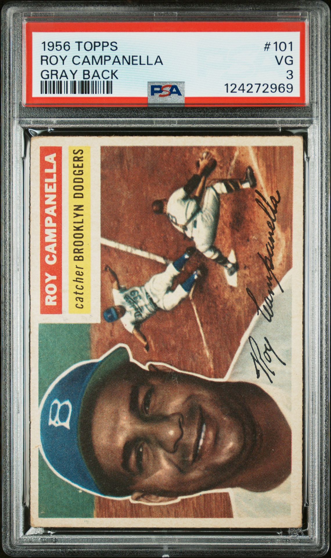 1956 Topps Roy Campanella #101 (Gray Back) Vg 3 front