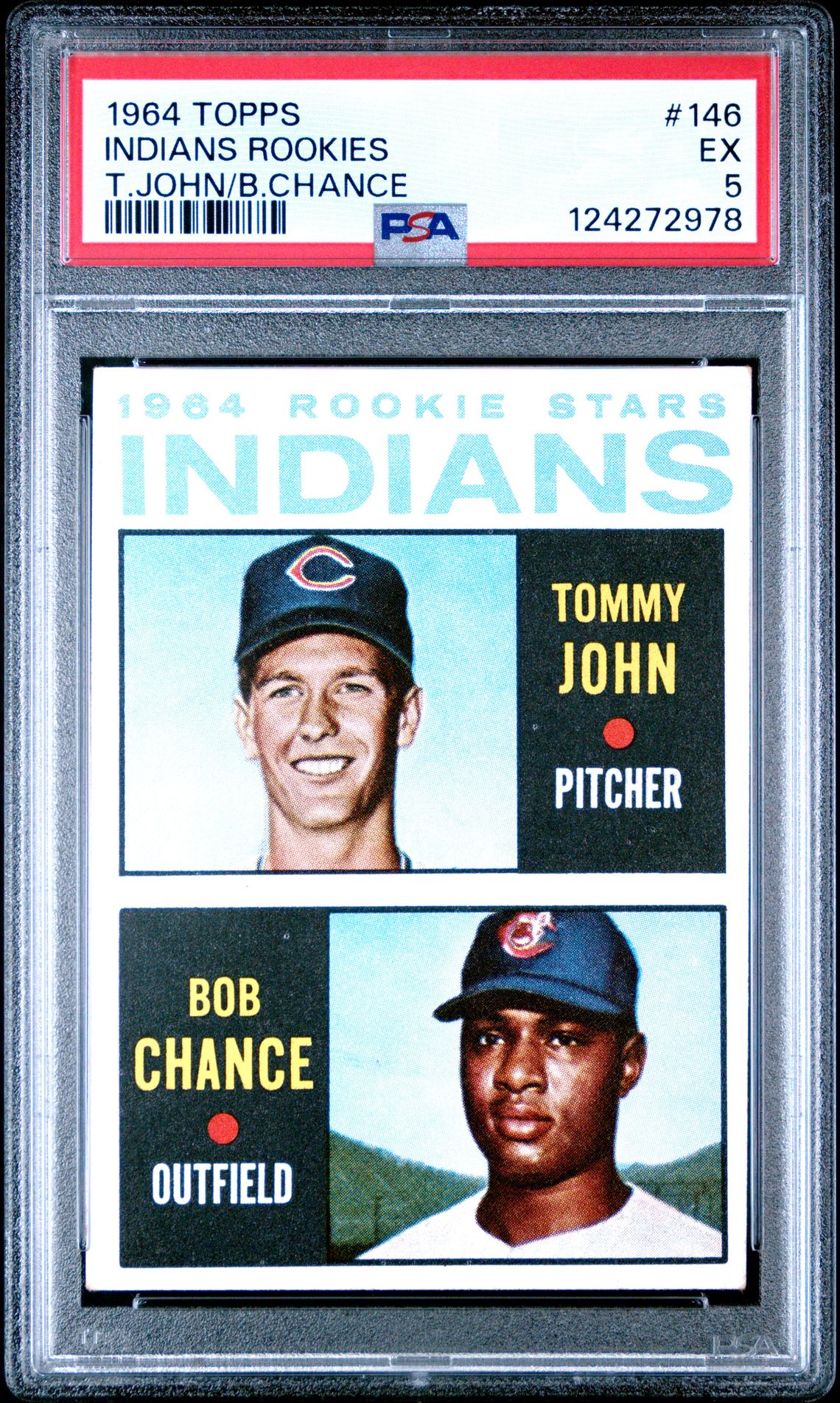 1964 Topps Indians Rookies #146 (T.john/B.chance) Ex 5 front