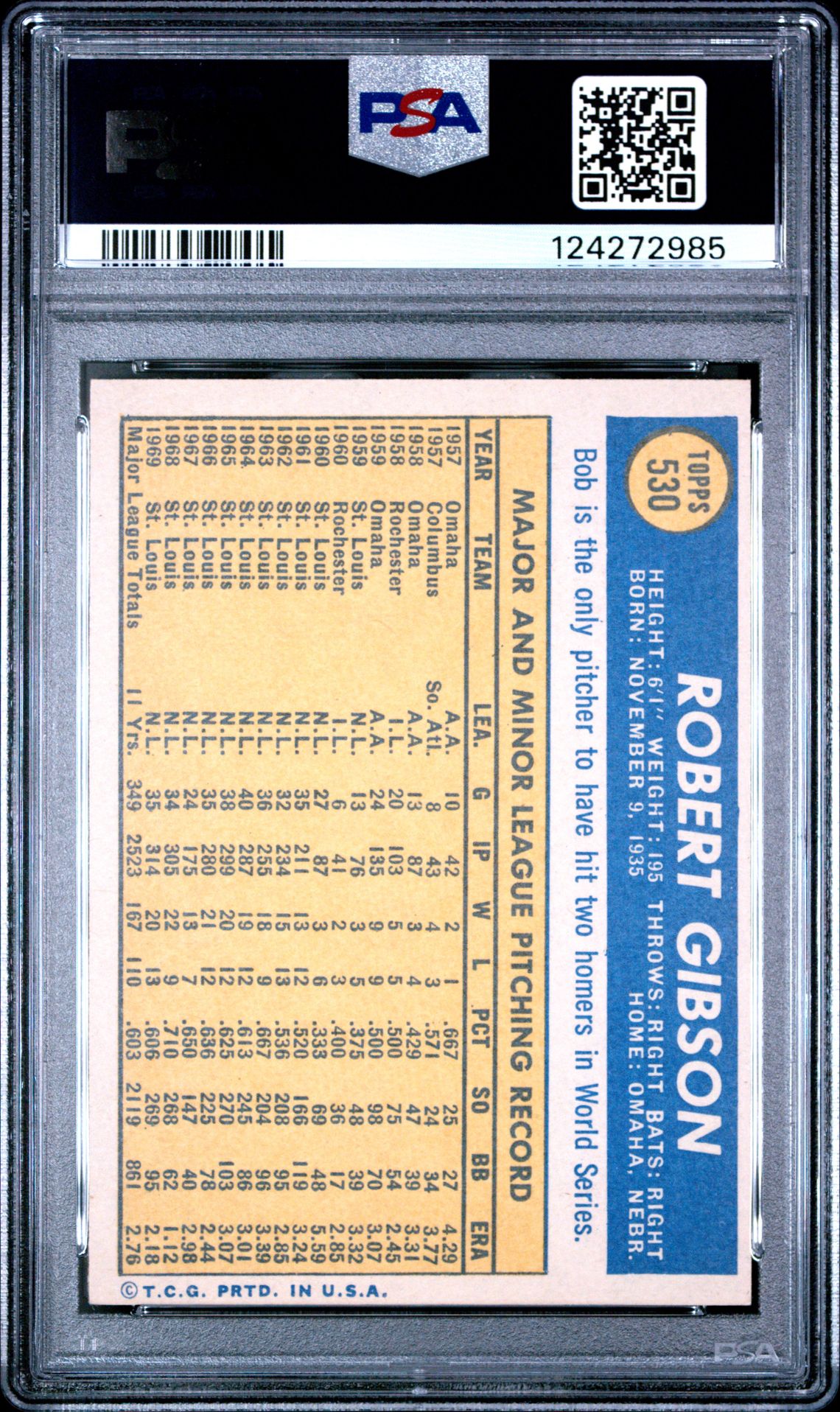 1970 Topps Bob Gibson #530 Ex-Mt 6 back