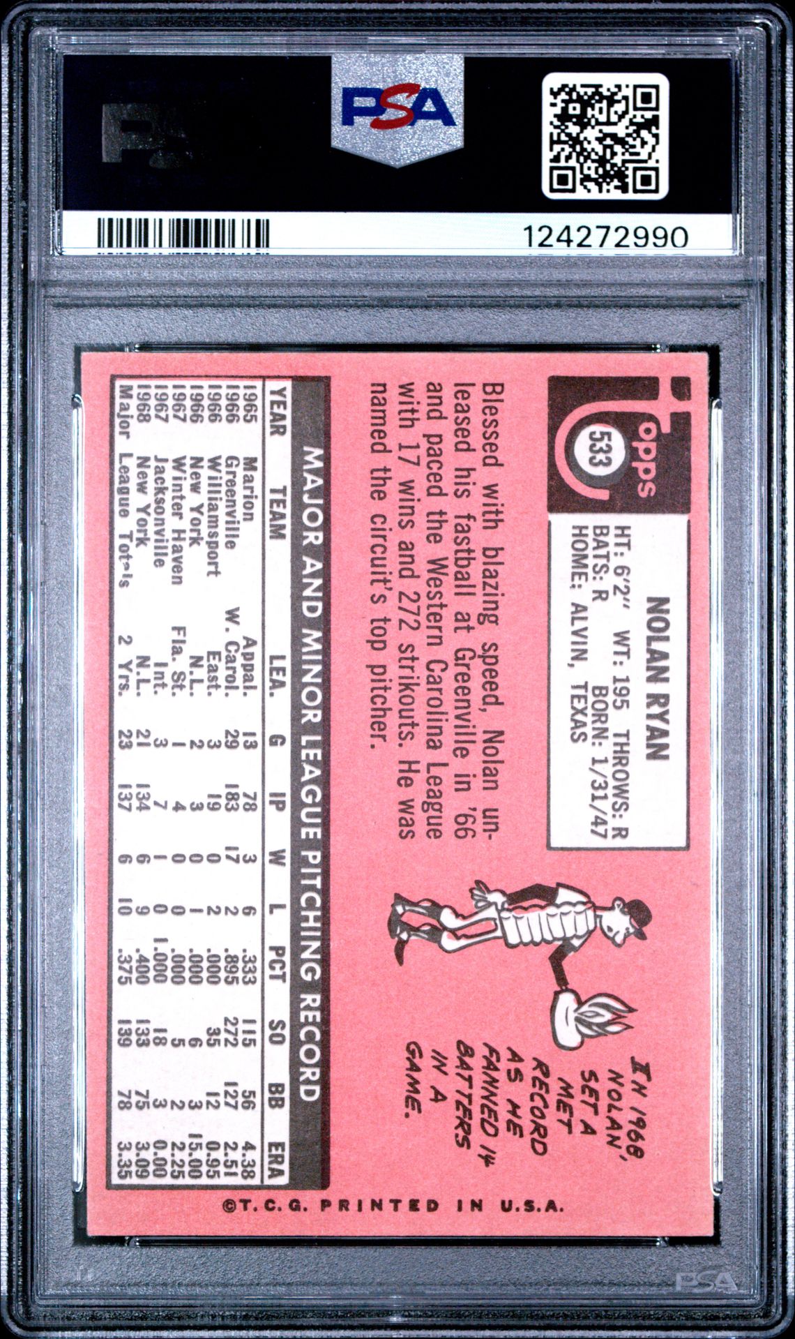 1969 Topps Nolan Ryan #533 Ex-Mt 6 back