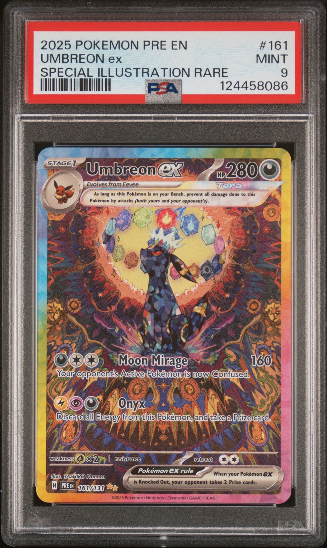 2025 Pokemon Pre En-Prismatic Evolutions Umbreon Ex #161 (Special Illustration Rare) Mint 9 front