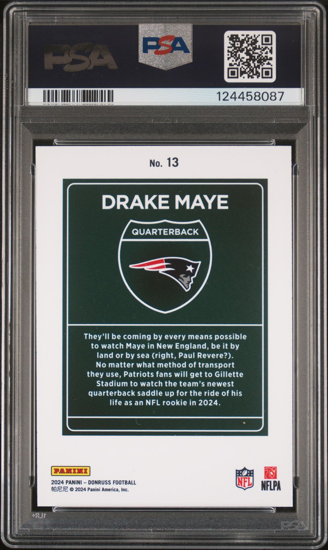 2024 Panini Donruss Downtown! Drake Maye #13 Mint 9 back
