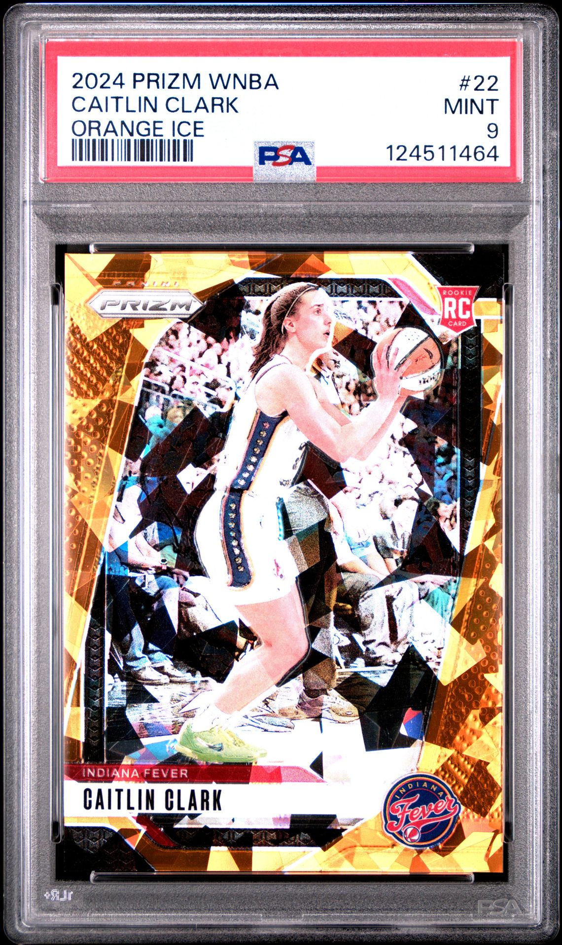 2024 Panini Prizm Wnba Caitlin Clark #22 (Orange Ice) Mint 9 front