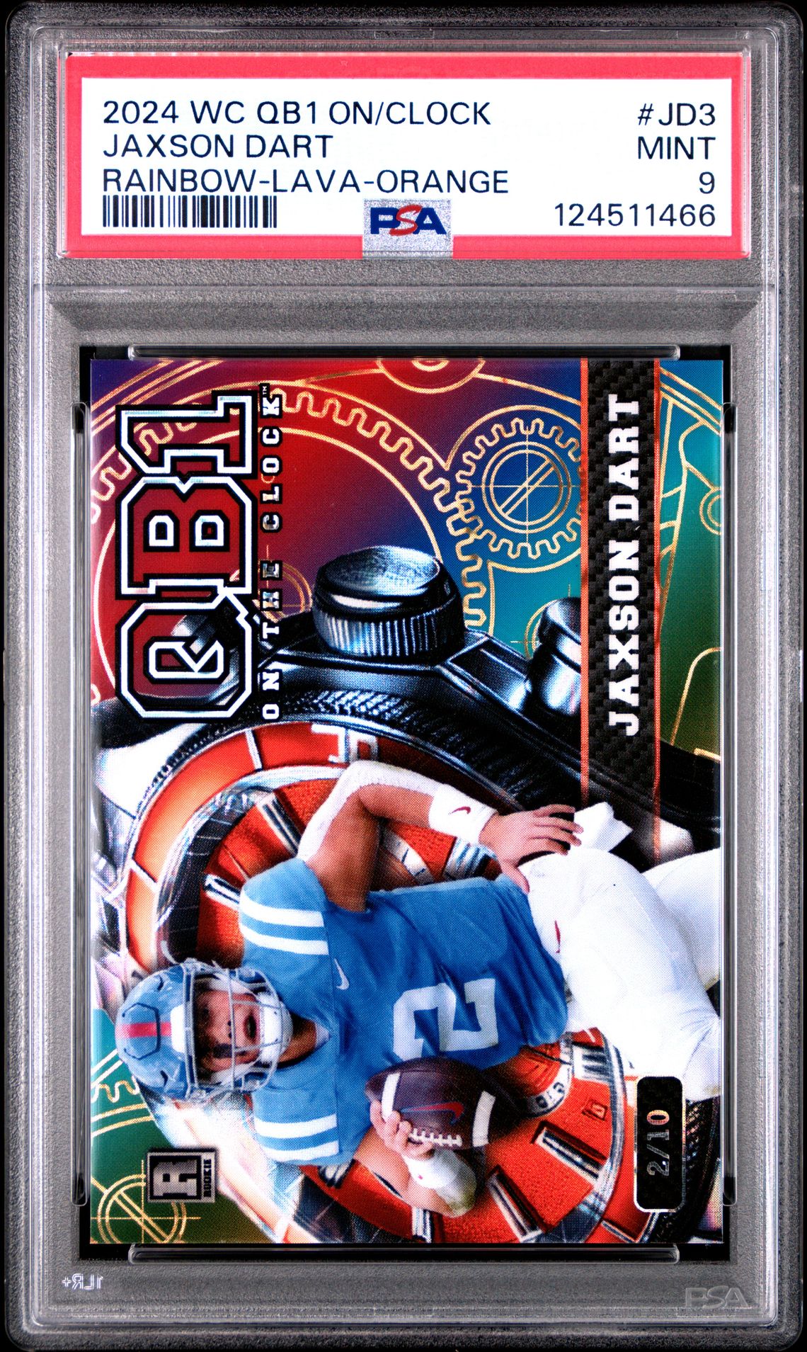 2024 Wild Card Qb1 On The Clock Hobby Jaxson Dart #Jd3 (Rainbow-Lava-Orange) Mint 9 front