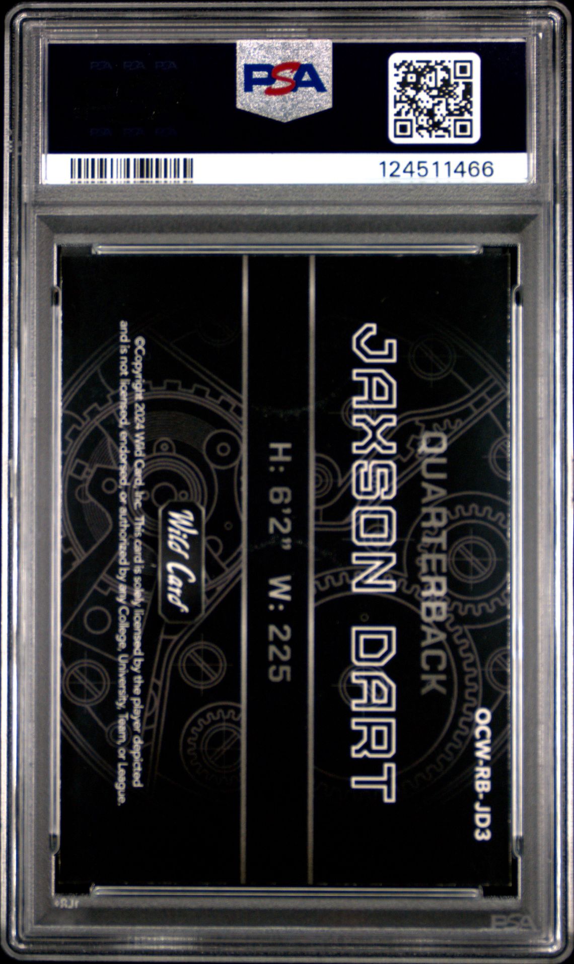 2024 Wild Card Qb1 On The Clock Hobby Jaxson Dart #Jd3 (Rainbow-Lava-Orange) Mint 9 back