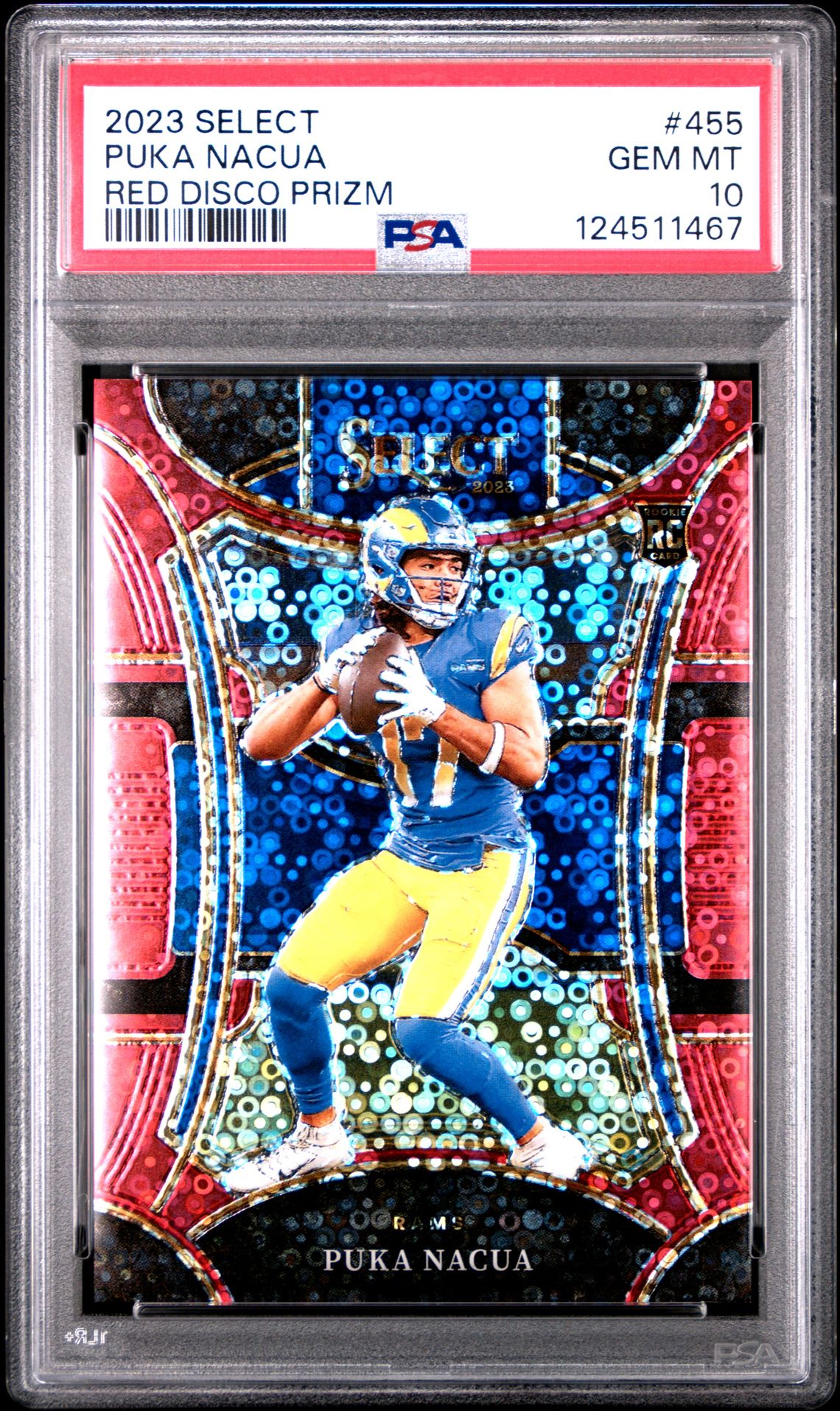 2023 Panini Select Puka Nacua #455 (Red Disco Prizm) Gem Mt 10 front