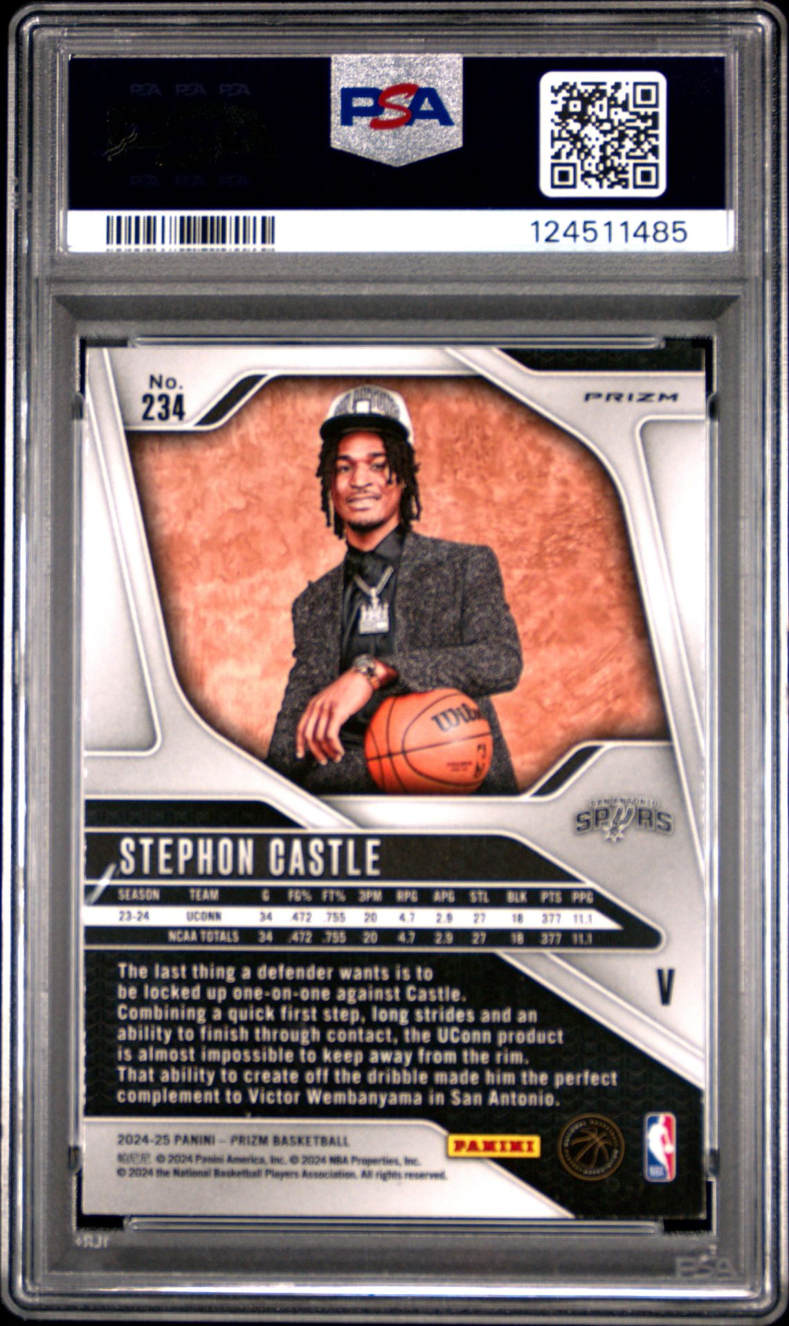 2024 Panini Prizm Stephon Castle #234 (Variation-Fast Break) Mint 9 back
