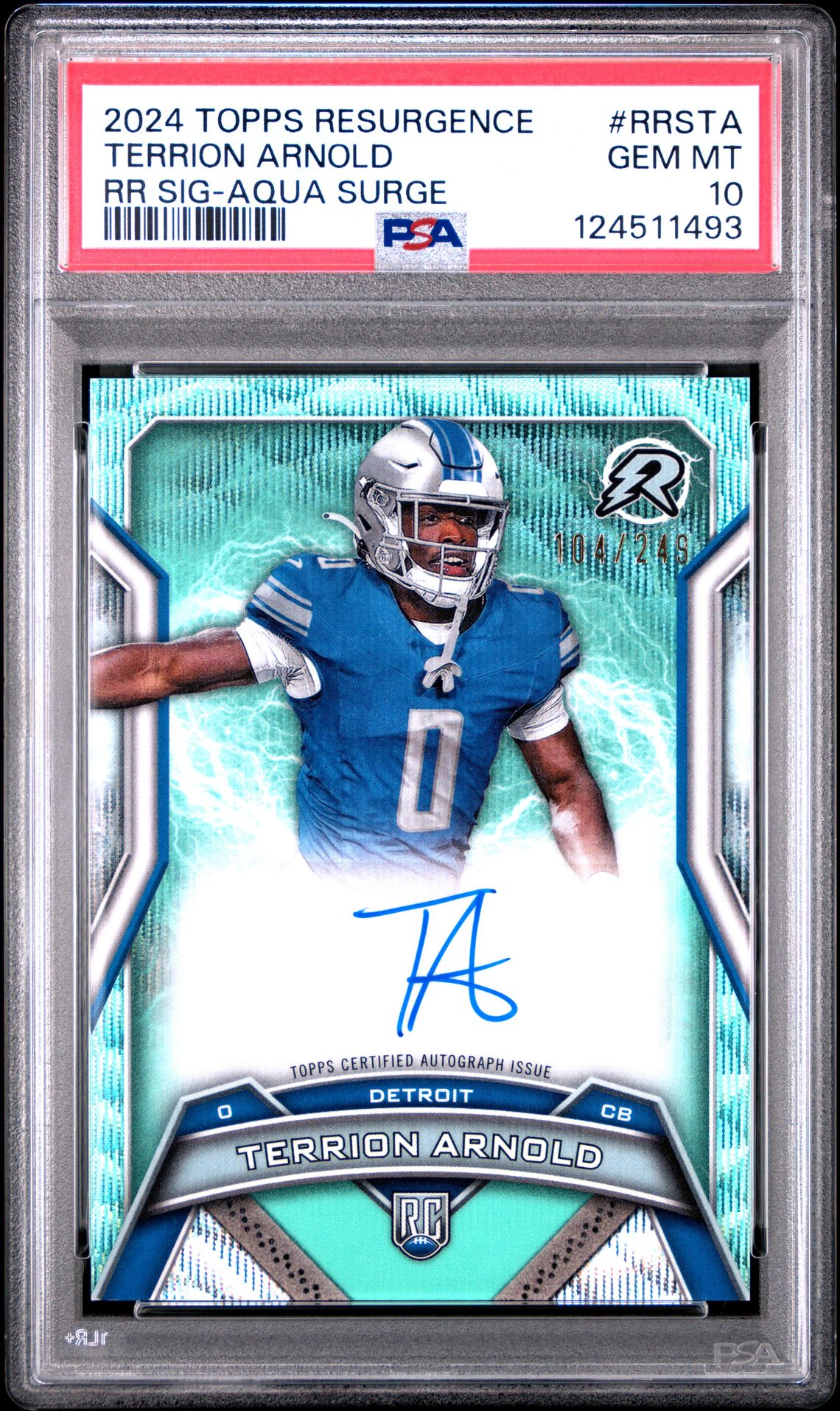 2024 Topps Resurgence Resurgence Rookie Signatures Terrion Arnold #Rrsta (Rr Sig-Aqua Surge) Gem Mt 10 front