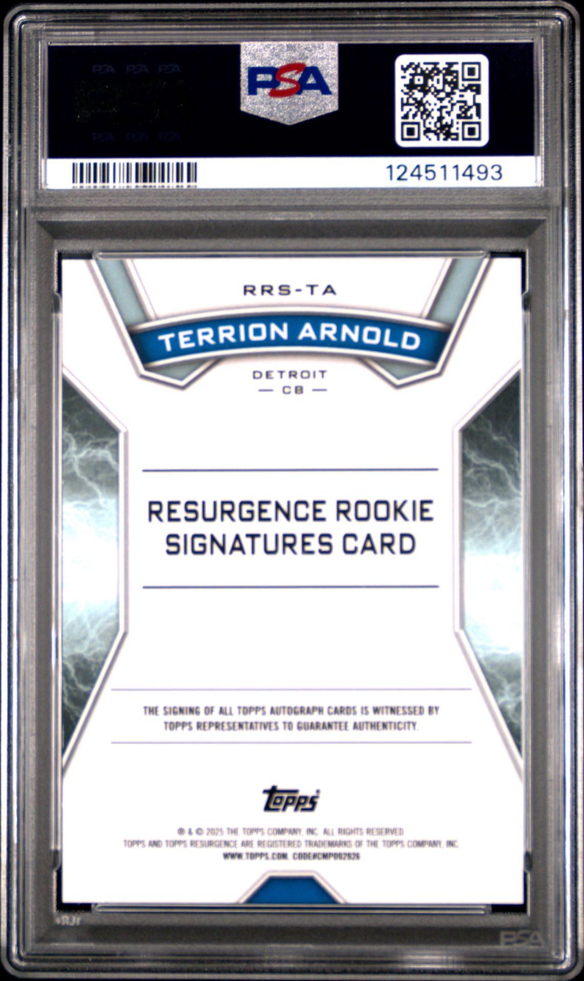 2024 Topps Resurgence Resurgence Rookie Signatures Terrion Arnold #Rrsta (Rr Sig-Aqua Surge) Gem Mt 10 back