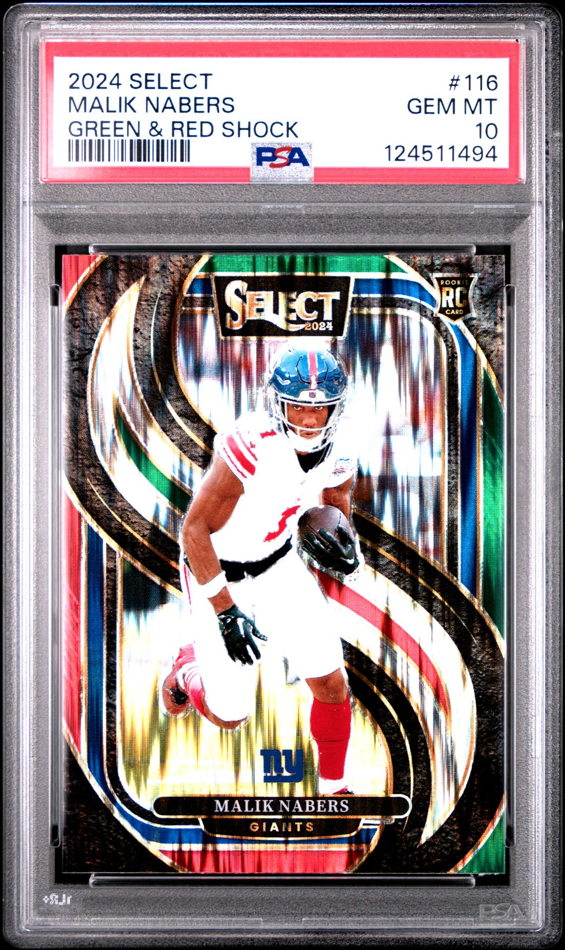 2024 Panini Select Malik Nabers #116 (Green & Red Shock) Gem Mt 10 front