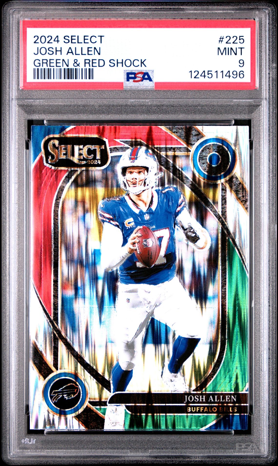 2024 Panini Select Josh Allen #225 (Green & Red Shock) Mint 9 front