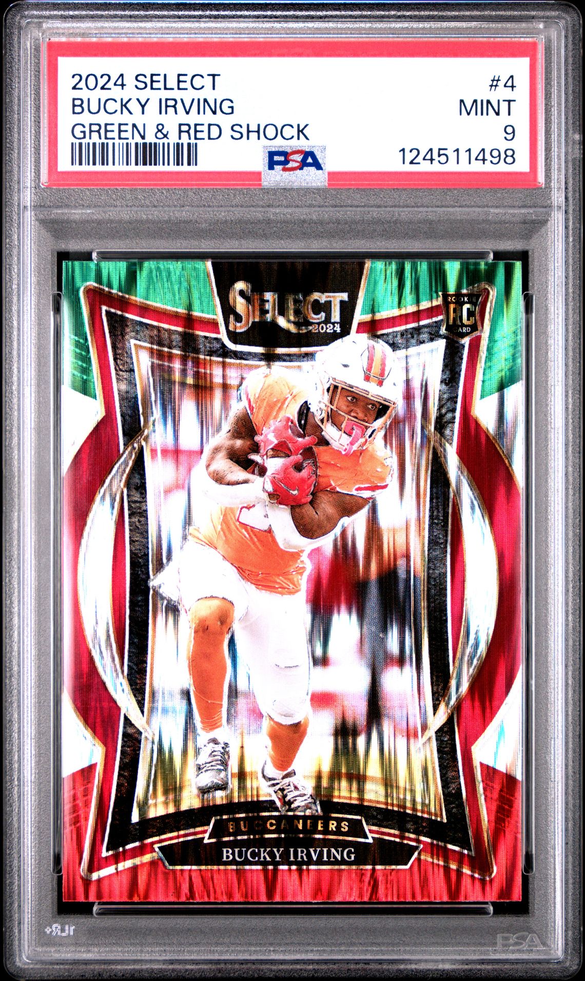 2024 Panini Select Bucky Irving #4 (Green & Red Shock) Mint 9 front