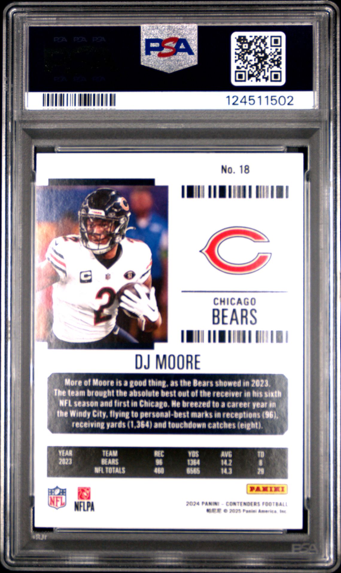 2024 Panini Contenders Dj Moore #18 (Cracked Ice Ticket) Mint 9 back