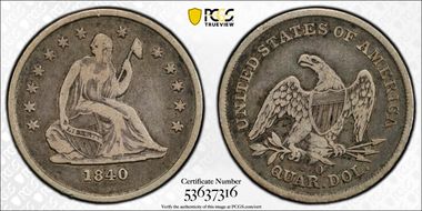 1840-O 25C No Drapery VF25