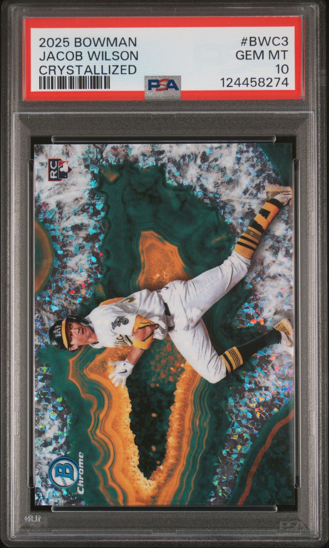 2025 Bowman Crystallized Jacob Wilson #Bwc3 Gem Mt 10 front