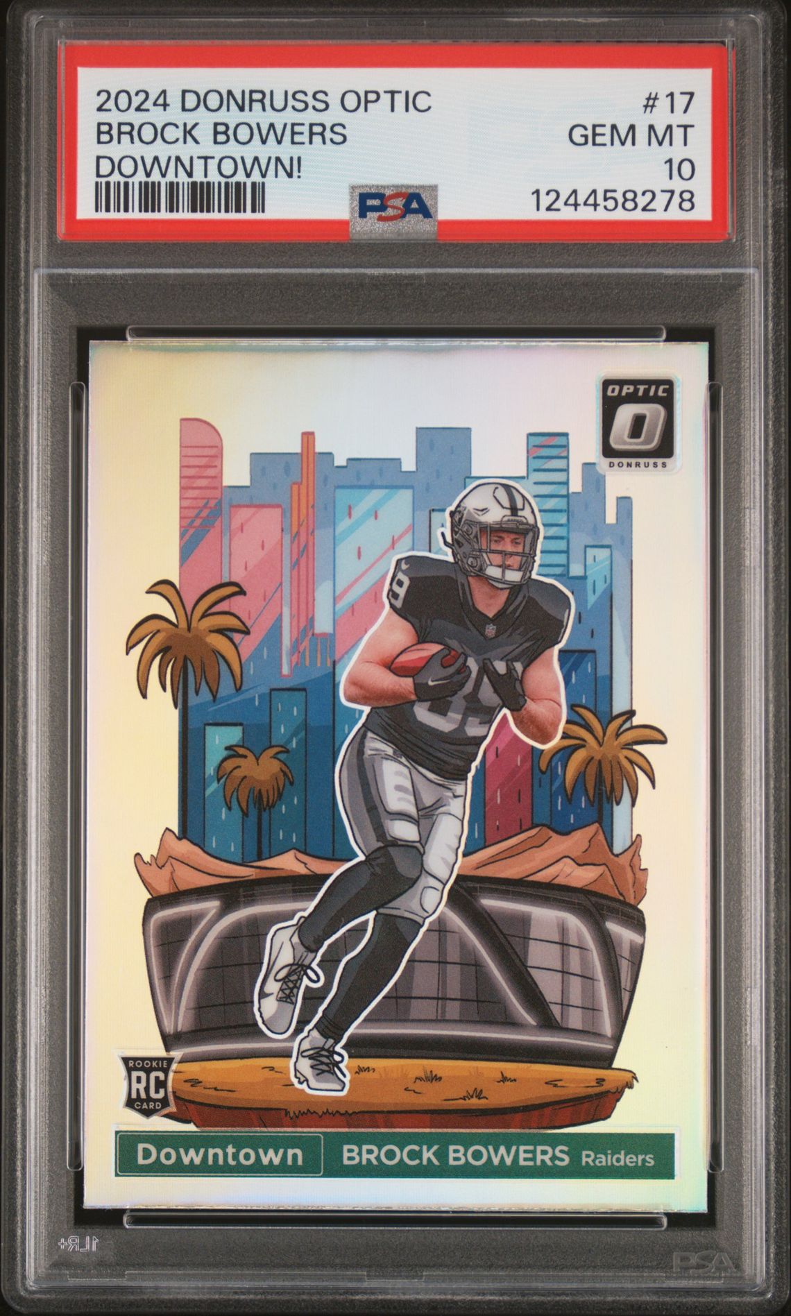 2024 Panini Donruss Optic Downtown! Brock Bowers #17 Gem Mt 10 front