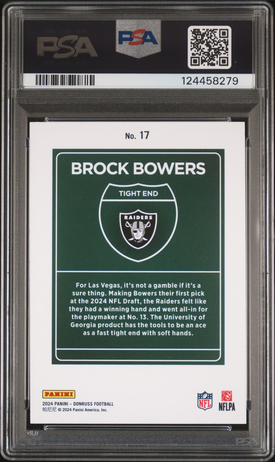 2024 Panini Donruss Downtown! Brock Bowers #17 Mint 9 back