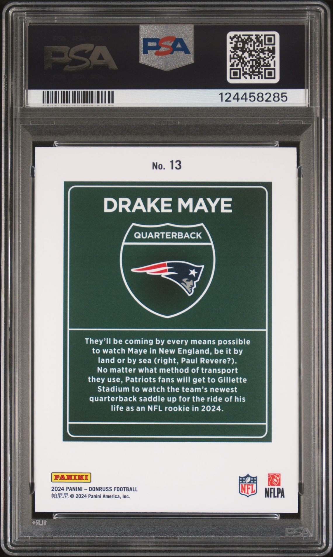 2024 Panini Donruss Downtown! Drake Maye #13 Nm-Mt 8 back