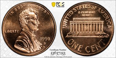 1998-D 1C MS66RD PL