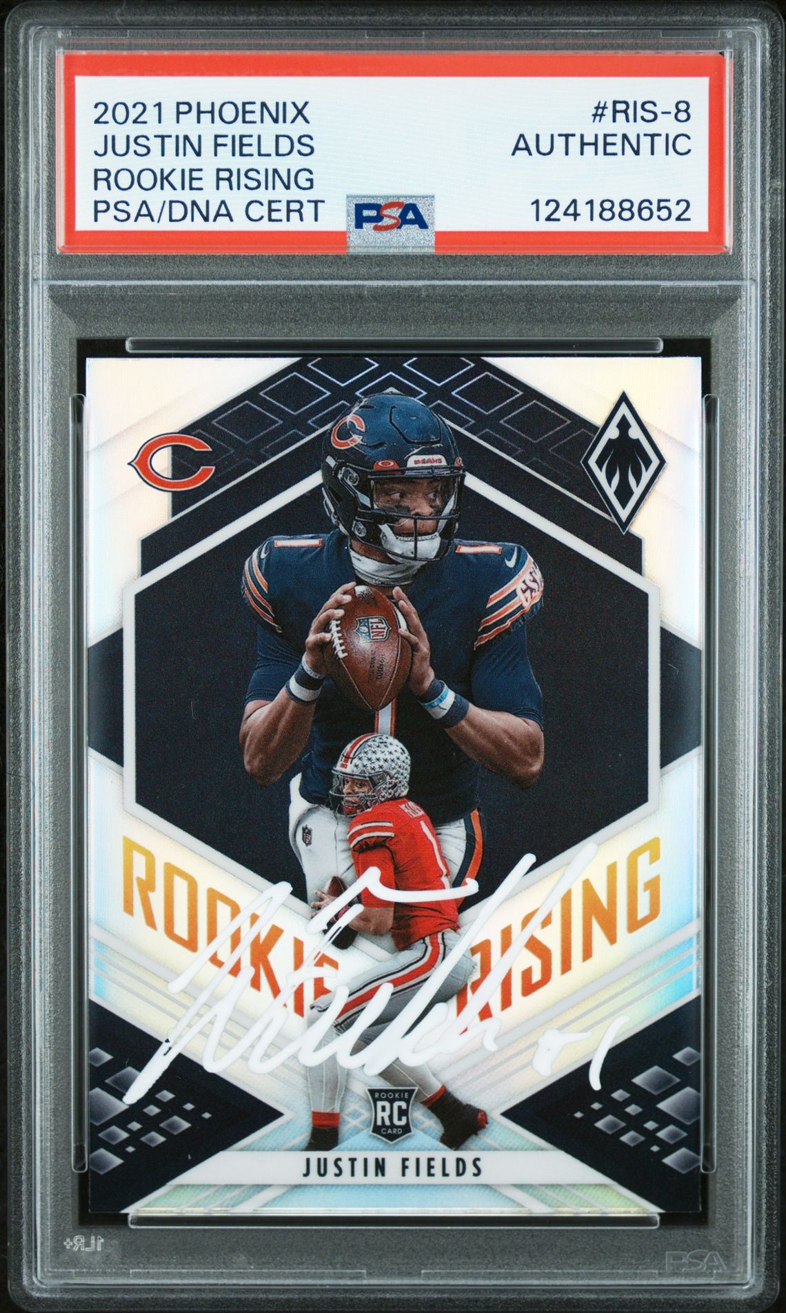 2021 Panini Phoenix Rookie Rising Justin Fields #Ris-8 (Rookie Rising) N0: Authentic front