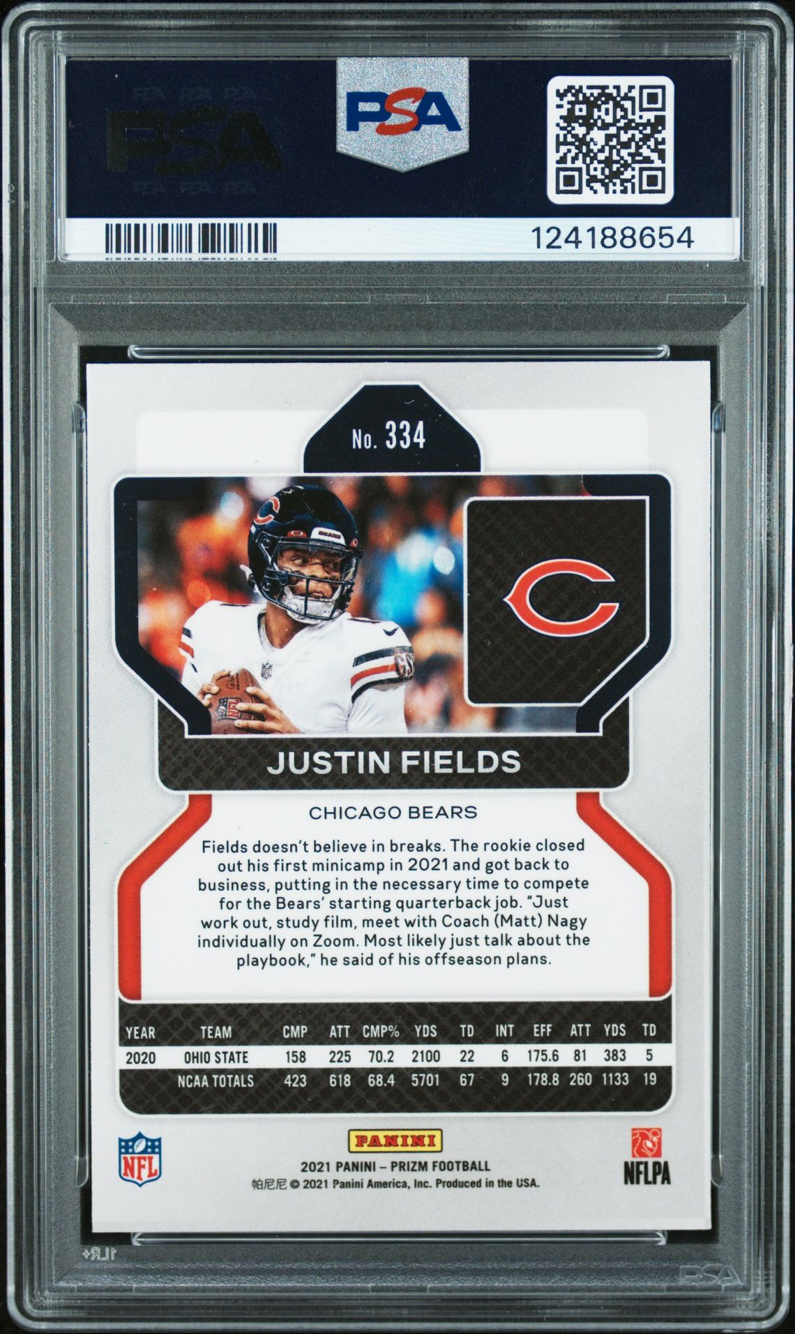 2021 Panini Prizm Justin Fields #334 N0: Authentic back