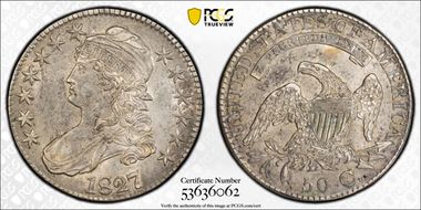 1827 50C Square Base 2 AU55