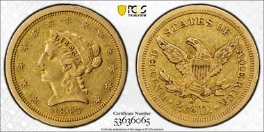 1843-O $2.50 Small Date XF45