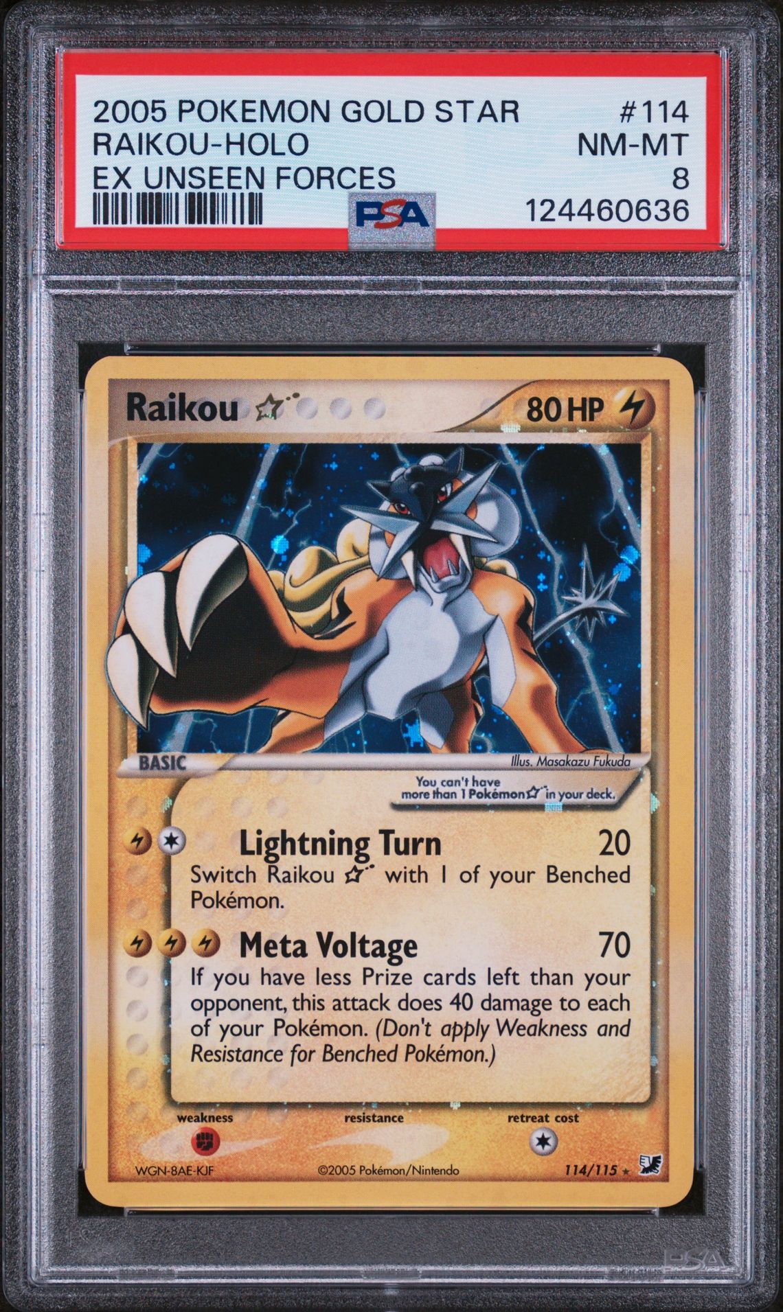 2005 POKEMON EX UNSEEN FORCES #114 Raikou-Holo front